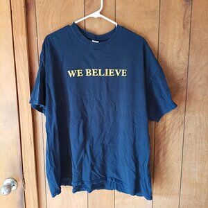 Christian We Believe T-Shirt 2XL Navy Gold Lord’s Prayer Back Graphic Faith Tee